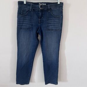 Level 99 Y2K Medium Wash Low-Rise Belted Cropped Pants |Size 28|